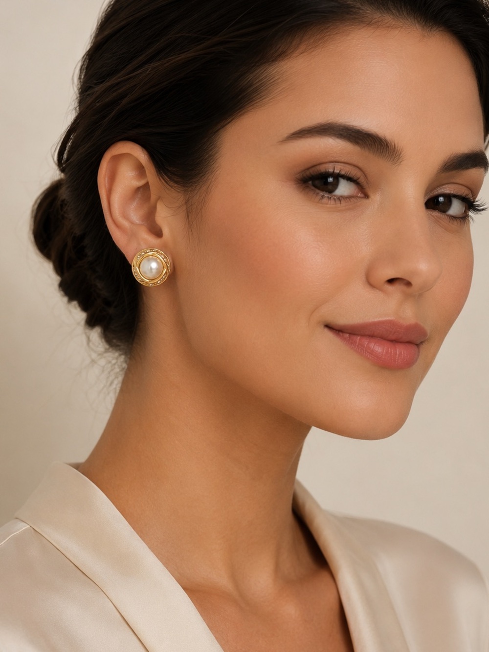 Roman Gold Tone Pearl Halo Stud Earrings - Women's Jewelry